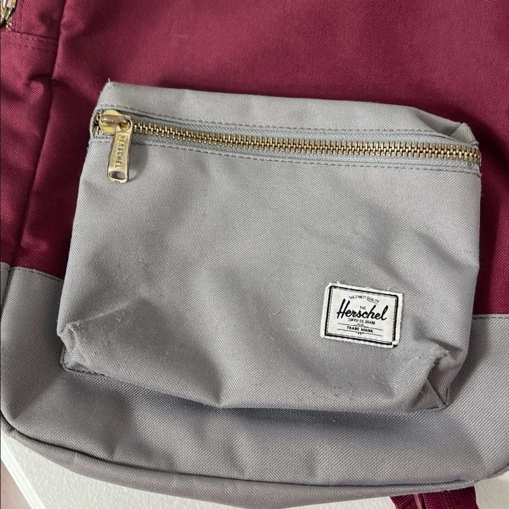 Herschel Supply Company Backpack Maroon and Gray Gold Tone Zipper